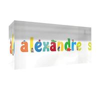 Little Helper Souvenir Décoratif en Acrylique Transparent Poli comme Diamant Style Illustratif Coloré avec le Nom de Jeune Garçon Alexandre 5 x 15 x 2 cm Petit