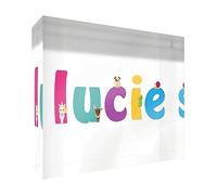 Little Helper Souvenir Décoratif en Acrylique Transparent Poli comme Diamant Style Illustratif Coloré avec le Nom de Jeune Fille Lucie 7,4 x 10,5 x 2 cm Petit