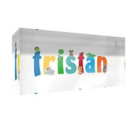 Little Helper Souvenir Décoratif en Acrylique Transparent Poli comme Diamant Style Illustratif Coloré avec le Nom de Jeune Garçon Tristan 5 x 15 x 2 cm Petit