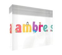 Little Helper Souvenir Décoratif en Acrylique Transparent Poli comme Diamant Style Illustratif Coloré avec le Nom de Jeune Fille Ambre 10,5 x 15 x 2 cm Grand