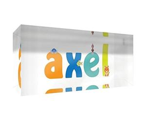 Little Helper Souvenir Décoratif en Acrylique Transparent Poli comme Diamant Style Illustratif Coloré avec le Nom de Jeune Garçon Axel 5 x 15 x 2 cm Petit