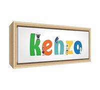 Little Helper Toile avec Cadre en Bois Massif Naturel Style Illustratif Coloré avec le Nom de Jeune Garçon Kenzo 34 x 88 x 3 cm Grand