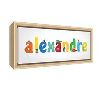 Little Helper Toile avec Cadre en Bois Massif Naturel Style Illustratif Coloré avec le Nom de Jeune Garçon Alexandre 25 x 63 x 3 cm Moyen