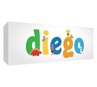 Little Helper Toile Boîte Galerie Enveloppé avec Panneau Avant Style Illustratif Coloré avec le Nom de Jeune Garçon Diego 21 x 59 x 3 cm Moyen