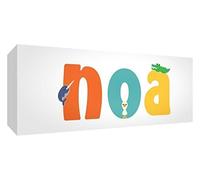 Little Helper Toile Boîte Galerie Enveloppé avec Panneau Avant Style Illustratif Coloré avec le Nom de Jeune Garçon Noa 21 x 59 x 3 cm Moyen