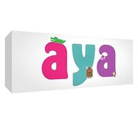 Little Helper Toile Boîte Galerie Enveloppé avec Panneau avant Style Illustratif Coloré avec le Nom de Jeune Fille Aya 21 x 59 x 3 cm Moyen