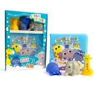 Little Hippo Books Scrub-A-Dub in the Tub - Children's Waterproof Bath Book and Toy Set