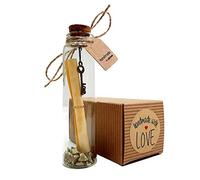 Little Jar of Big Ideas - Petit message dans une bouteille avec pendentif clé d'amour et galets dorés - Cadeau attentionné - Cadeau unique - Cadeau artisanal fabriqué à la main.