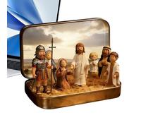 Little Jesus Figures - Boîte en étain de Pâques de 9,5 cm, mini figurines de scène religieuse, décoration de foi | Décoration de vacances chrétienne pour table, étagère, bureau, chambre à coucher