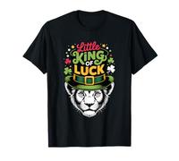 Little King of Luck Lion St Patricks Day Kids Irish Clover T-Shirt