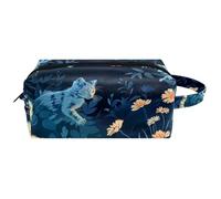 Little Kittens Walk Among Beautiful Flowers Trousse de toilette de voyage portable à suspendre Trousse de toilette en cuir Trousse de maquillage pour enfants, Multicolore 09, 8.2x3.1x3.5 in/21x8x9 cm