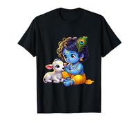 Little Krishna Gopal avec Veau Adorable Art Spirituel Hindou T-Shirt