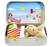 Little Lapin de Poche en Boîte - Peluche sur le Thème de la Plage - Boîte Décorative pour Panier de Pâques - pour Crèche Maison Appartement Salon Chambre Plage Anniversaire Voyage Salle de Jeux