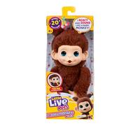 Little Live Pets Baby Monkey Minis, Chikki Cherry, Interactif, + de 20 Sons et réactions, Brun, Doux, 18,8 cm, Réaliste, Nourris-Le, Occupe-t'en, Mains et Pieds Qui s'agrippent, 3 à Collectionner