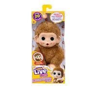 Little Live Pets Baby Monkey Minis, Pepi Peach, Interactif, + de 20 Sons et réactions, Brun, Doux, 18,8 cm, Réaliste, Nourris-la, Occupe-toi d'elle, Mains et Pieds Qui s'agrippent, 3 à Collectionner