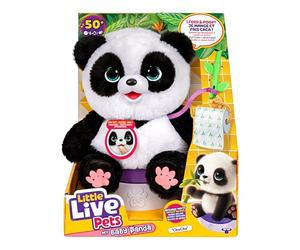 Little Live Pets Mon Bébé Panda ChuChu, interactif 30 cm | 50+ sons et réactions, il bouge ses pattes, fait caca et rit, pot inclus, recommence à l'infini ; dès 4 ans