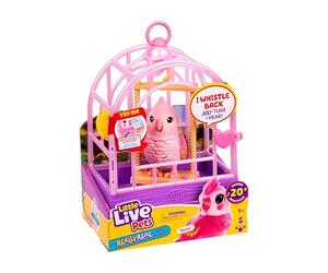 Little Live Pets Rosie, Oiseau interactif réaliste et sa Cage | Cage 25 cm et oiseau 10,9 cm, 20+ sons et réactions, il enregistre et répète ce que tu dis ; dès 5 ans