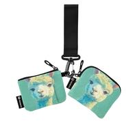 Little Llama Forests Lot de 2 porte-monnaie pour femme avec dragonne Vert, Petit lama personnalisé vert, 1 size