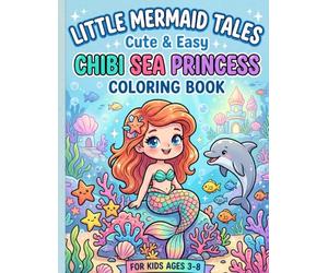 Little Mermaid Tales: Cute & Easy Chibi Sea Princess Coloring Book for Kids Ages 3-8