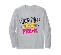 Little Miss Pre K Crayon Noeud pour Fille Premier Jour de PRE-K Manche Longue