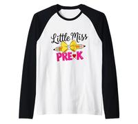 Little Miss Pre K Crayon Noeud pour Fille Premier Jour de PRE-K Manche Raglan