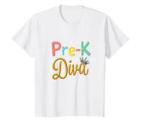Little Miss Pre-K Diva | Princesse préscolaire T-Shirt, Enfant, Blanc, 6 Ans