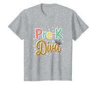Little Miss Pre-K Diva | Princesse préscolaire T-Shirt, Enfant, Gris Chiné, 2 Ans