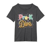 Little Miss Pre-K Diva | Princesse préscolaire T-Shirt, Femme Grandes Tailles, Chiné Foncé, 1X