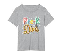 Little Miss Pre-K Diva | Princesse préscolaire T-Shirt, Femme Grandes Tailles, Gris Chiné, 1X