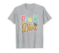 Little Miss Pre-K Diva | Princesse préscolaire T-Shirt, Homme, Gris Chiné, L