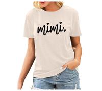Little Miss T-shirt pour femme Mimi en forme de cœur imprimé ample col rond manches courtes T-shirt pour femme T-shirt personnalisé UK, beige, S