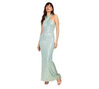 Little Mistress Maxi à Paillettes Robe, Vert Menthe, 38 Femme