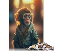 'Little Monkey in Tshirt Puzzles 1000 Pieces Cadeau Unique Jeu Éducatif Défi Jouet À De Qualité Supérieure Peinture Art pour Adultes Et Enfants À Partir De 14 Ans 1000pcs (75x50cm)