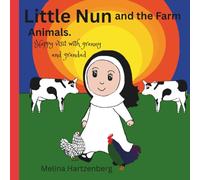 Little Nun and the farm animals.: Happy visit with granny and grandad.