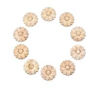 Little Onlay Lot de 10 rosaces en bois non peintes (diamètre 3 cm) pour décoration de meubles et commodes, armoires, armoires, commodes, lits, armoires