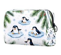 Little Penguins on Ice Trousse à cosmétiques pour femme, trousse de toilette de voyage, grande pochette de maquillage pratique avec fermeture éclair, multicolore, 18.5x7.5x13cm/7.3x3x5.1in, Trousse de