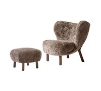 Little Petra VB1 Fauteuil Peau de Mouton Sahara/Noyer, ATD1 Puf Inclus