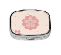 Little Pink Cherry Blossoms Pilulier carré avec motif imprimé complet - Étui de voyage portable en métal pour vitamines et médicaments, 5,6 x 4,1 x 1,8 cm.