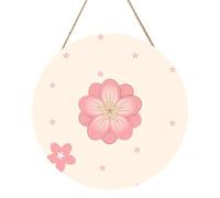 Little Pink Cherry Blossoms Round Wood Panel Painting 30,5 cm Exquise Artwork Wood Respectueux de l'environnement Un choix élégant pour la décoration de la maison.