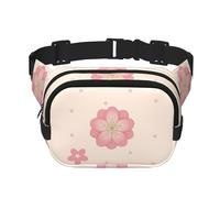 Little Pink Cherry Blossoms Sac à bandoulière de voyage Fitness Sac banane tendance et décontracté Sac banane carré double couche Noir Taille unique, Noir/blanc, One Size