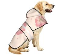 Little Pink Cherry Blossoms Veste de pluie imperméable réfléchissante pour chien, manteau à capuche réglable avec trou pour laisse, pour l'extérieur Taille S