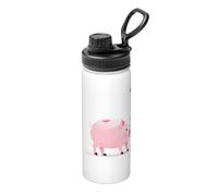 Little Pink Pig Under The Street Light Bouteille d'eau isotherme en acier inoxydable avec couvercle pour adultes Idéal pour un usage quotidien et les activités de plein air 532 ml