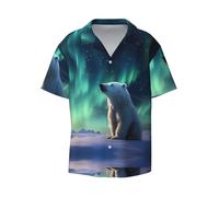 Little Polar Bear Chemise à manches courtes pour homme Imprimé décontracté Boutonné Tailles S-4XL, noir, Taille XL