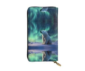 Little Polar Bear Portefeuille long en cuir à motif ours polaire 19,1 x 10,4 cm | Compartiment multifonction extra large | Cadeau idéal