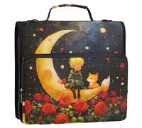 Little Prince Moon Classeur à 3 anneaux avec poches supplémentaires avec poignée et bandoulière amovible 3,8 cm