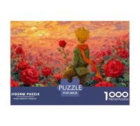 Little Prince Sits Top The Red Roses 1000 Pcs Carton Extra-épais Lot de Puzzles Rose Boy Stimulant Et Éducatif Jeu Familial Puzzles pour Adultes Et Enfants 38x26cm/1000pcs