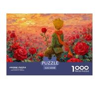 Little Prince Sits Top The Red Roses 1000 Pcs Carton Premium Lot de Puzzles Rose Boy Stimulant Et Éducatif Jeu Créatif Puzzles pour Adultes Et Enfants 52x38cm/1000pcs