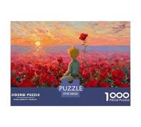 Little Prince Sits Top The Red Roses 1000 Pcs Carton Premium Lot de Puzzles Rose Boy Stimulant Et Éducatif Jeu Créatif Puzzles As Birthday Gifts 38x26cm/1000pcs