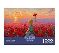 Little Prince Sits Top The Red Roses 1000 Pièces Carton Extra-épais Lot de Puzzles Rose Boy Stimulant Et Éducatif Défi Unique Puzzles pour Adultes Et Enfants 52x38cm/1000pcs