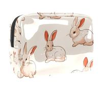 Little Rabbits Trousse à cosmétiques pour femme, trousse de toilette de voyage, grande trousse de maquillage en PVC pratique avec fermeture éclair, multicolore, 18.5x7.5x13cm/7.3x3x5.1in, Trousse de